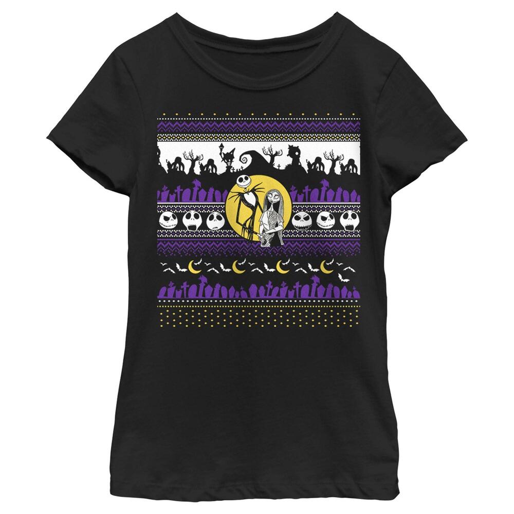 Girls The Nightmare Before Christmas Jack And Sally Halloween Print Tshirt
